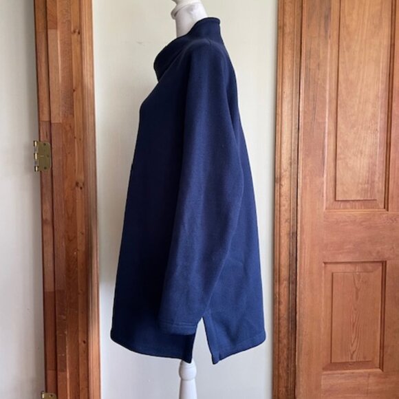 LANDS' END SPORT Tunic Sweatshirt Funnel Collar Fleece Lined Navy Medium - Picture 9 of 16